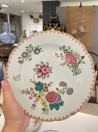 Thirteen Chinese famille rose plates, Yongzheng/Qianlong