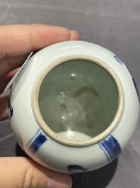 A Chinese blue and white 'Long Eliza' tea caddy, Kangxi