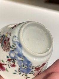 Seven Chinese famille rose cups and saucers, Yongzheng