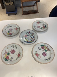 Thirteen Chinese famille rose plates, Yongzheng/Qianlong