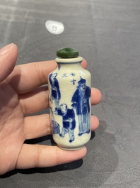 Cinq tabati&egrave;res en porcelaine de Chine en bleu et blanc, 19/20&egrave;me