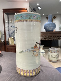 A Chinese cylindrical famillle rose vase, Republic