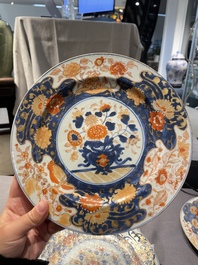 Neuf assiettes en porcelaine de Chine de style Imari, Qianlong