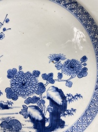Vier Chinese blauw-witte schotels, Yongzheng/Qianlong
