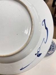 Vier Chinese blauw-witte schotels, Yongzheng/Qianlong