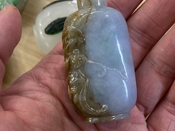 Negen Chinese snuifflessen in jade, hardsteen en glas, 19/20e eeuw