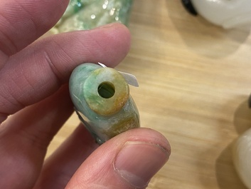 Negen Chinese snuifflessen in jade, hardsteen en glas, 19/20e eeuw