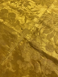An imperial Chinese embroidered silk gold-thread yellow-ground cushion cover, 19th C.