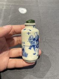 Cinq tabati&egrave;res en porcelaine de Chine en bleu et blanc, 19/20&egrave;me