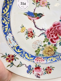 A Chinese famille rose 'birds' dish and a 'quails' plate, Yongzheng/Qianlong