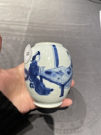 A Chinese blue and white 'Long Eliza' tea caddy, Kangxi