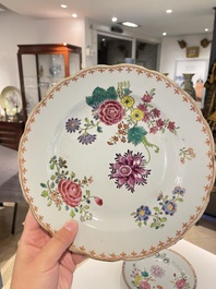 Thirteen Chinese famille rose plates, Yongzheng/Qianlong