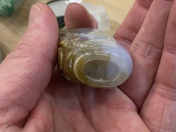 Negen Chinese snuifflessen in jade, hardsteen en glas, 19/20e eeuw
