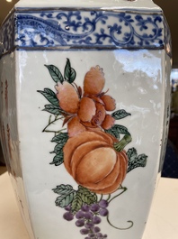 Vase de forme hexagonale en porcelaine de Chine qianjiang cai, sign&eacute; Hui Ru Shi 慧如氏, dat&eacute; 1910