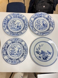 Vier Chinese blauw-witte schotels, Yongzheng/Qianlong