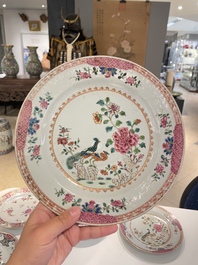 Thirteen Chinese famille rose plates, Yongzheng/Qianlong