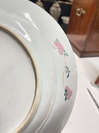 A Chinese famille rose 'birds' dish and a 'quails' plate, Yongzheng/Qianlong