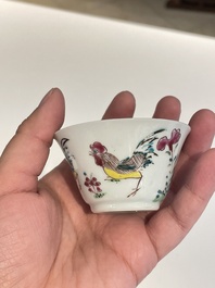 Seven Chinese famille rose cups and saucers, Yongzheng