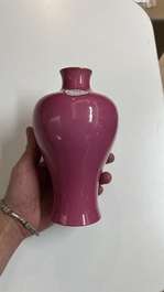 A Chinese pink-glazed 'meiping' vase, Yongzheng mark, Republic