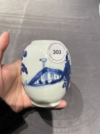 A Chinese blue and white 'Long Eliza' tea caddy, Kangxi