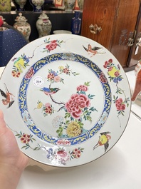 A Chinese famille rose 'birds' dish and a 'quails' plate, Yongzheng/Qianlong