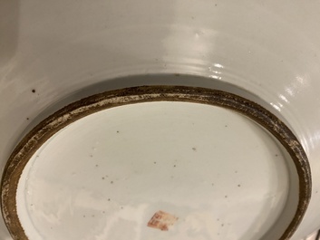 A Chinese qianjiang cai dish with Dai Yucheng 戴裕成 seal mark and a covered bowl, signed Yu Luchang 余吕昌 and dated 1885