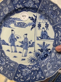 Six Chinese blue and white 'Xi Xiang Ji' plates, Qianlong
