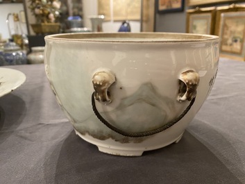 A Chinese qianjiang cai dish with Dai Yucheng 戴裕成 seal mark and a covered bowl, signed Yu Luchang 余吕昌 and dated 1885