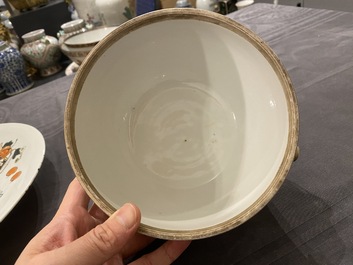 A Chinese qianjiang cai dish with Dai Yucheng 戴裕成 seal mark and a covered bowl, signed Yu Luchang 余吕昌 and dated 1885