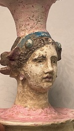 A polychrome Greek pottery vase with a woman's head, Canosa, Apulia, Italy, ca. 4th/3rd C. b.C.