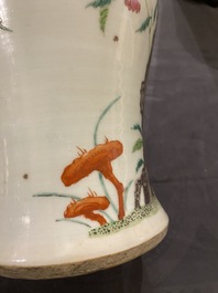 A Chinese famille rose 'nine peaches' vase and a lamp-mounted hat stand, 19th C.