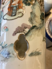 A pair of Chinese famille rose reticulated hat stands, 19th C.