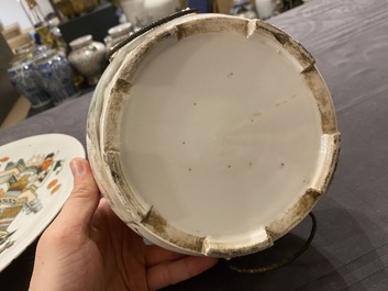 A Chinese qianjiang cai dish with Dai Yucheng 戴裕成 seal mark and a covered bowl, signed Yu Luchang 余吕昌 and dated 1885