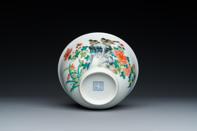 A Chinese famille rose 'magpies and peonies' bowl, Yongzheng mark, Republic