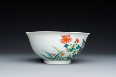 A Chinese famille rose 'magpies and peonies' bowl, Yongzheng mark, Republic