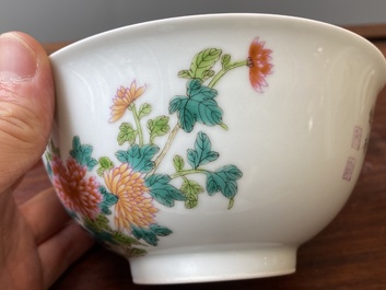 A Chinese famille rose 'magpies and peonies' bowl, Yongzheng mark, Republic