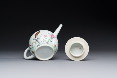 A Chinese famille rose &lsquo;falcon&rsquo; teapot, Yongzheng