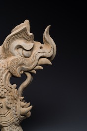 A Chinese pottery dragon head architectural tile, Song/Jin