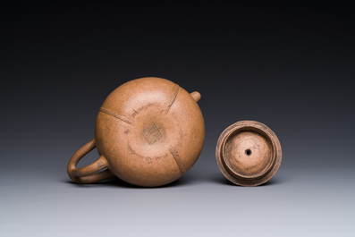 A Chinese Yixing stoneware 'Shipiao 石瓢' teapot, Ren Bonian 任伯年 signed, dated 1879