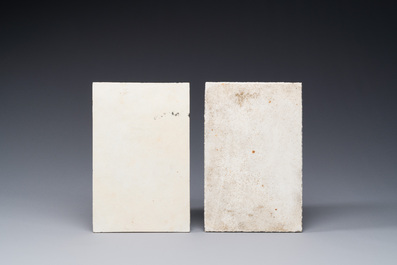 Two Chinese qianjiang cai plaques, signed Shi Qifeng 石奇峰 and Wang Xiliang 王錫良, dated 1944