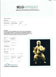 Sculpture d'un gardien bouddhiste en bois laqu&eacute; et polychrom&eacute;, Chine, Ming