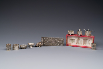 A group of ten varied Chinese small silver wares, Bao Sheng 寶升 mark, 19/20th C.
