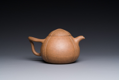 A Chinese Yixing stoneware 'Shipiao 石瓢' teapot, Ren Bonian 任伯年 signed, dated 1879