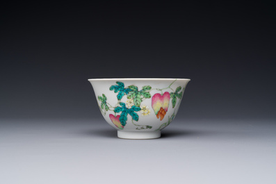 A Chinese famille rose 'bitter melon' bowl, Jiaqing mark, Republic