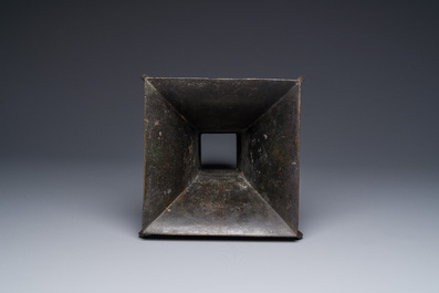 A Chinese bronze 'zun' vase with taotie design, Ming