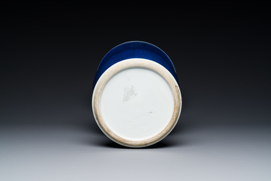 A Chinese gilt-decorated powder blue 'yenyen' vase, Kangxi