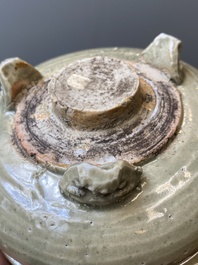 Two Chinese Longquan celadon tripod censers, Ming