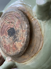 Two Chinese Longquan celadon tripod censers, Ming