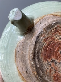 Two Chinese Longquan celadon tripod censers, Ming