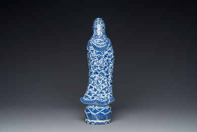 A fine Chinese blue and white Boddhisattva, Xue Chang Sen 薛長森 seal mark, Republic